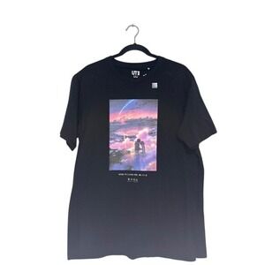 Uniqlo UT Your Name Anime Movie Graphic Print Black T-Shirt - L
